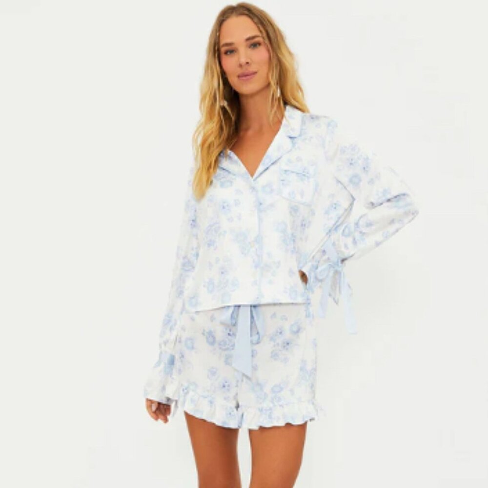 NWT Limited Edition Beach Riot Aurora & Luna Pj Set Baby Blue Floral